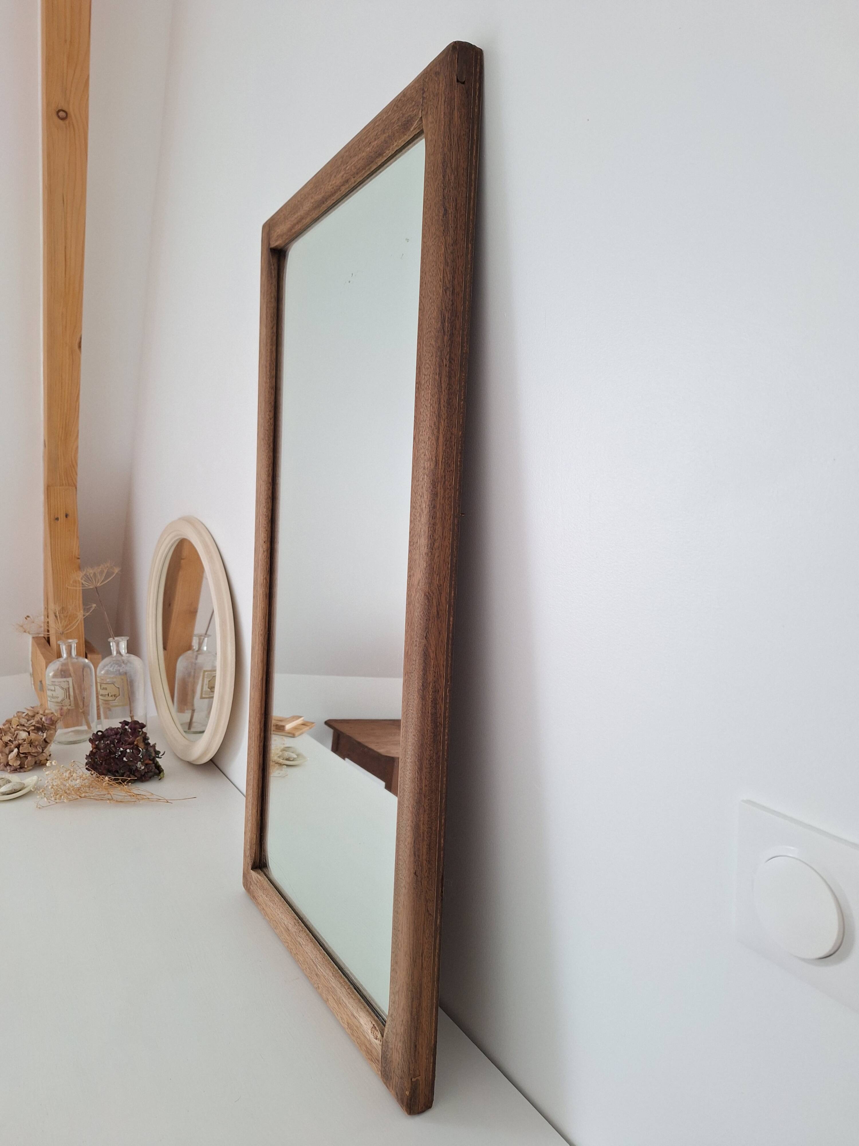 Miroir Mural Octogonal Design Art Déco - 40 X 30 Pouces - Cadre Bois Blanc & Noir - Neuf