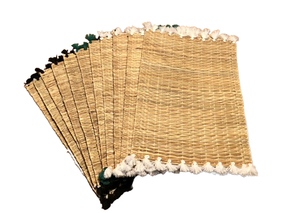 Braided placemats with pompoms