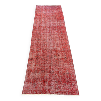 Tapis Oushak turc 3x11 Tapis coureur rouge, tapis coureur surteint pour couloir, tapis vintage rouge