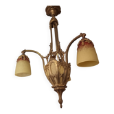 Lustre Art déco en pâte de verre