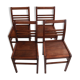 Set of 4 antique chairs waxed wood vintage bistro