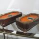 Set of 2 German Orange Lava Ceramic Wall Lamps from the 1960s / 70s Pan Keramik