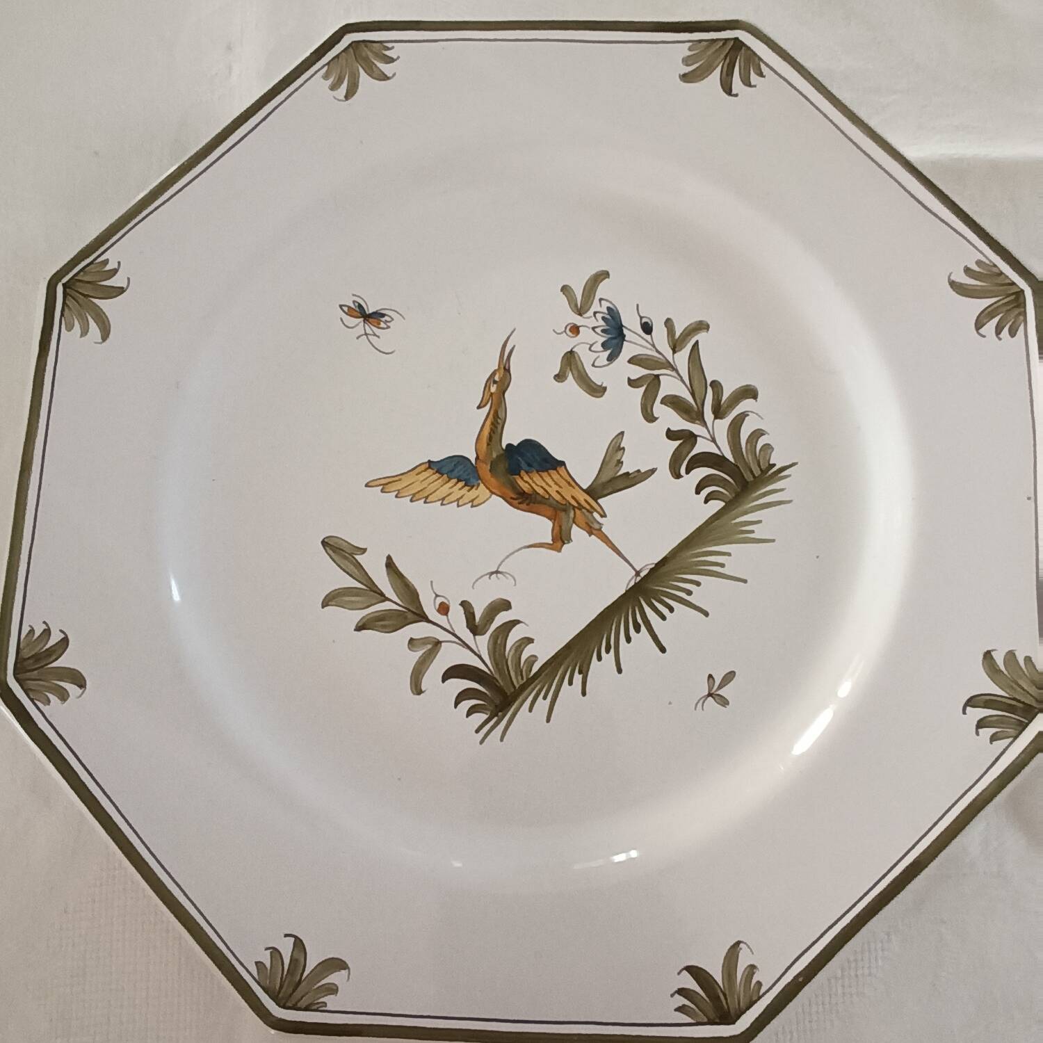 Moustiers porcelain cake plate and server set