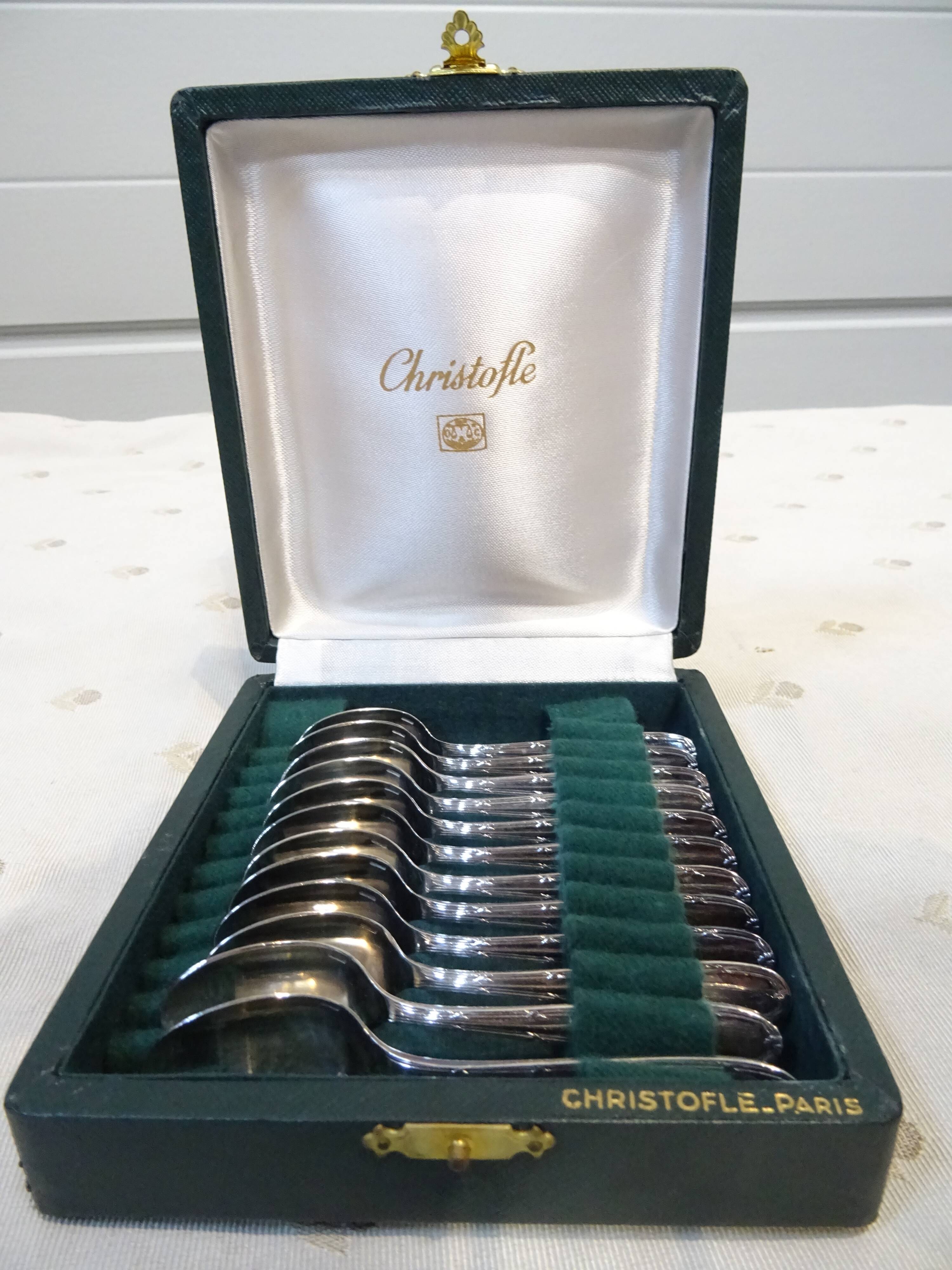 12 Chritofle mocha spoons