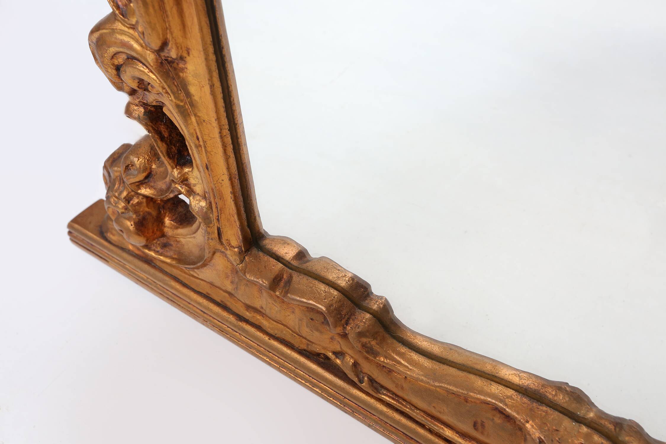 Wood-carved 20th century Louis XV style console mirror, France ca. 1970