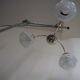 Suspension with 3 brass lights and a white glass globe from the 1950s-1960s.