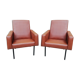 Pair of brown leather faux armchair