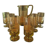 Service à orangeade vintage en verre vert