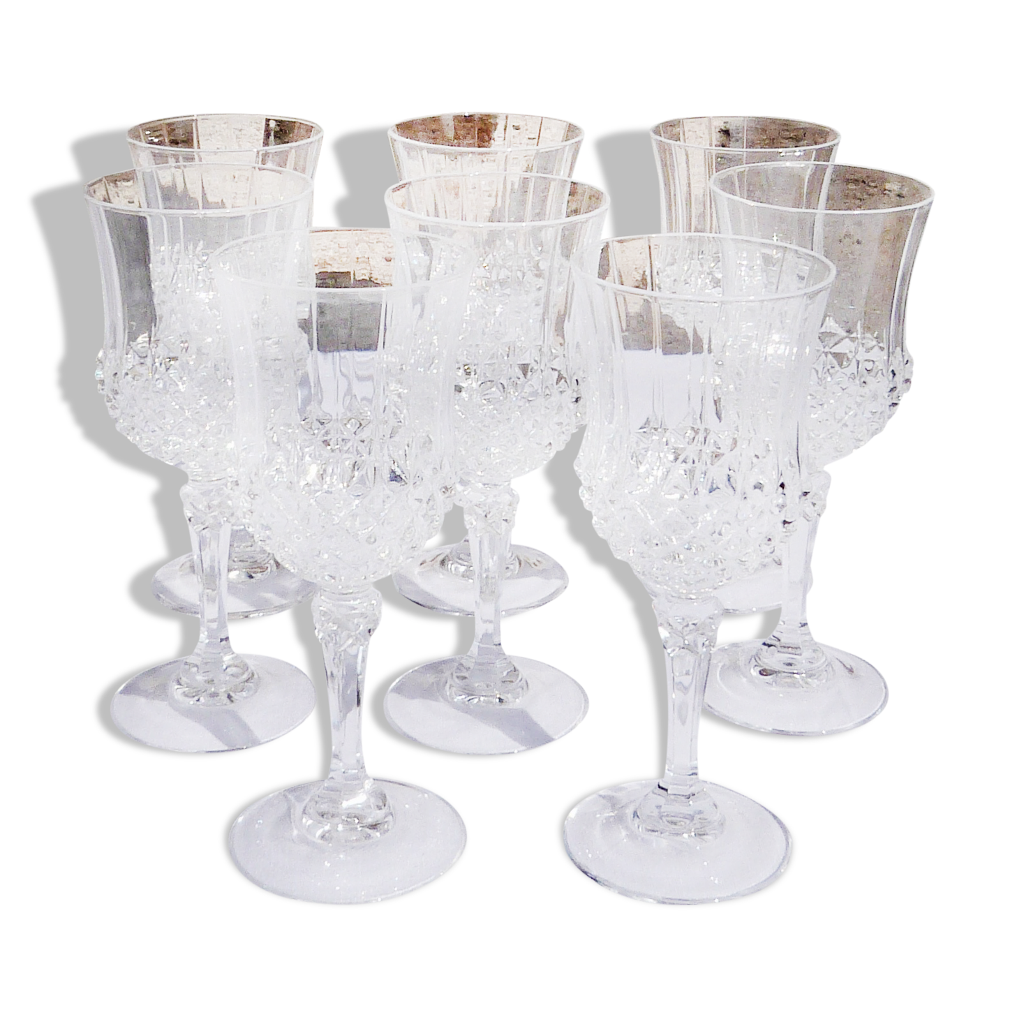 Set de 8 verres en verre sculpté