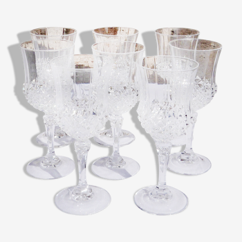 Set of 8 carved glass glasses