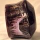 Covered sugar bowl Vallauris glazed ceramic brown old pink A152-3