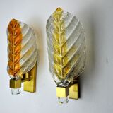 Pair of wall lamps Leaves, Bicolore, Murano, Italy, 1970
