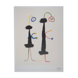 Joan MIRO: Surrealist loving couple, signed lithograph with certificate.
