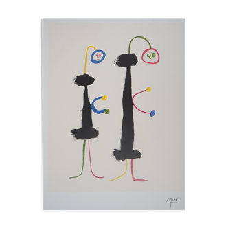 Joan MIRO: Surrealist loving couple, Lithograph signed with certificate