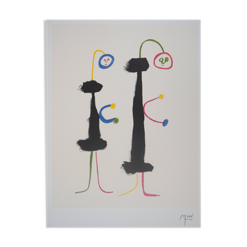 Joan MIRO: Surrealist loving couple, signed lithograph with certificate.