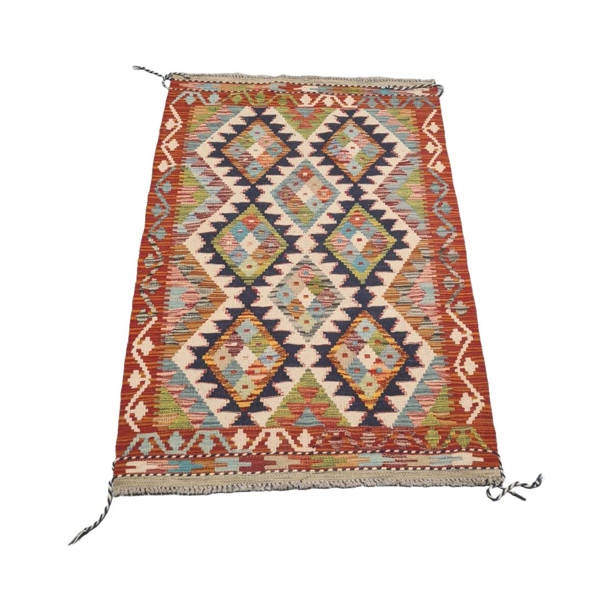 Vintage Afghan Kilim Made Of New Wool 79x119, 1980s