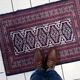 Handmade vintage 1960s Uzbek Bukhara rug – small wool tribal carpet (65cm x 95cm)