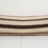 Vintage extra long turkish hemp kilim pillow cover, bench anatolian cushion cover 16'' x 40''