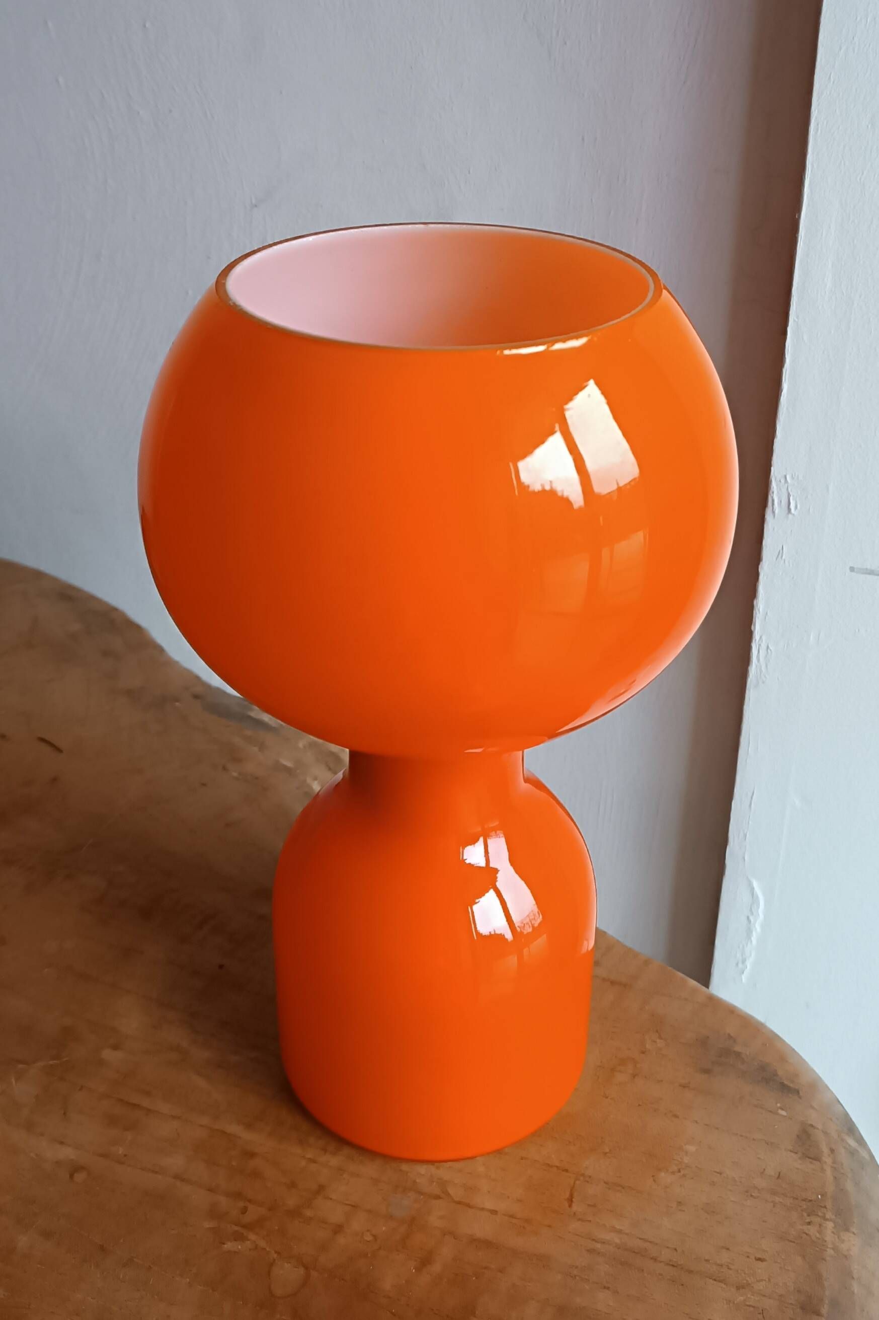 Lampe champignon Space Age en verre opalin orange 1970