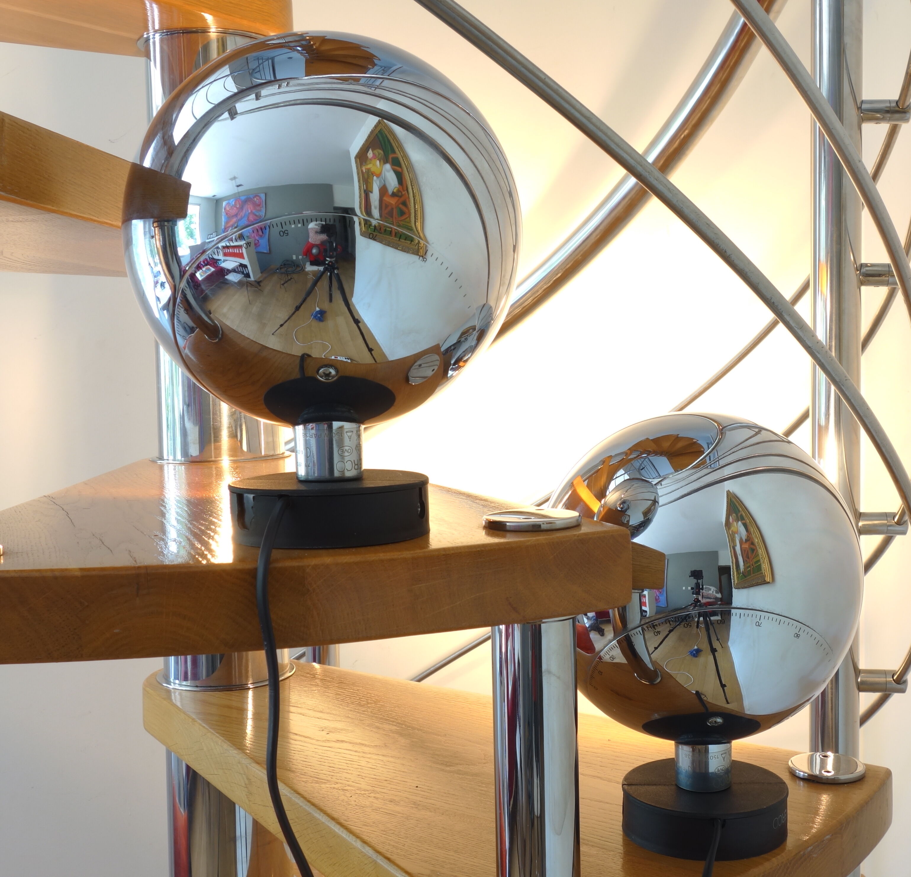 Pair of spherical table lamps circa 1970