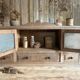 Small piece of furniture with glass doors and drawers