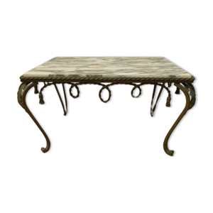 table basse en fer forgé - marbre