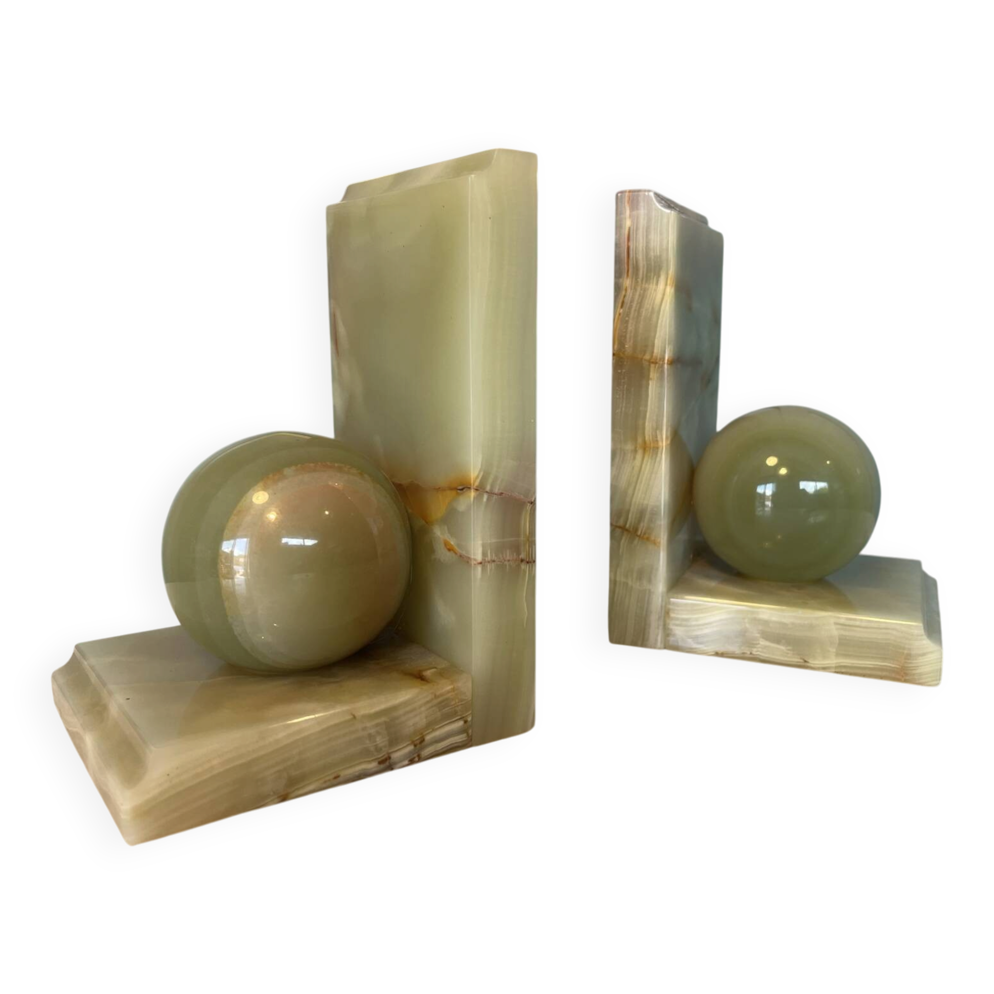 Pair of modernist bookends in onyx