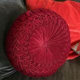 Red braided velvet cushion
