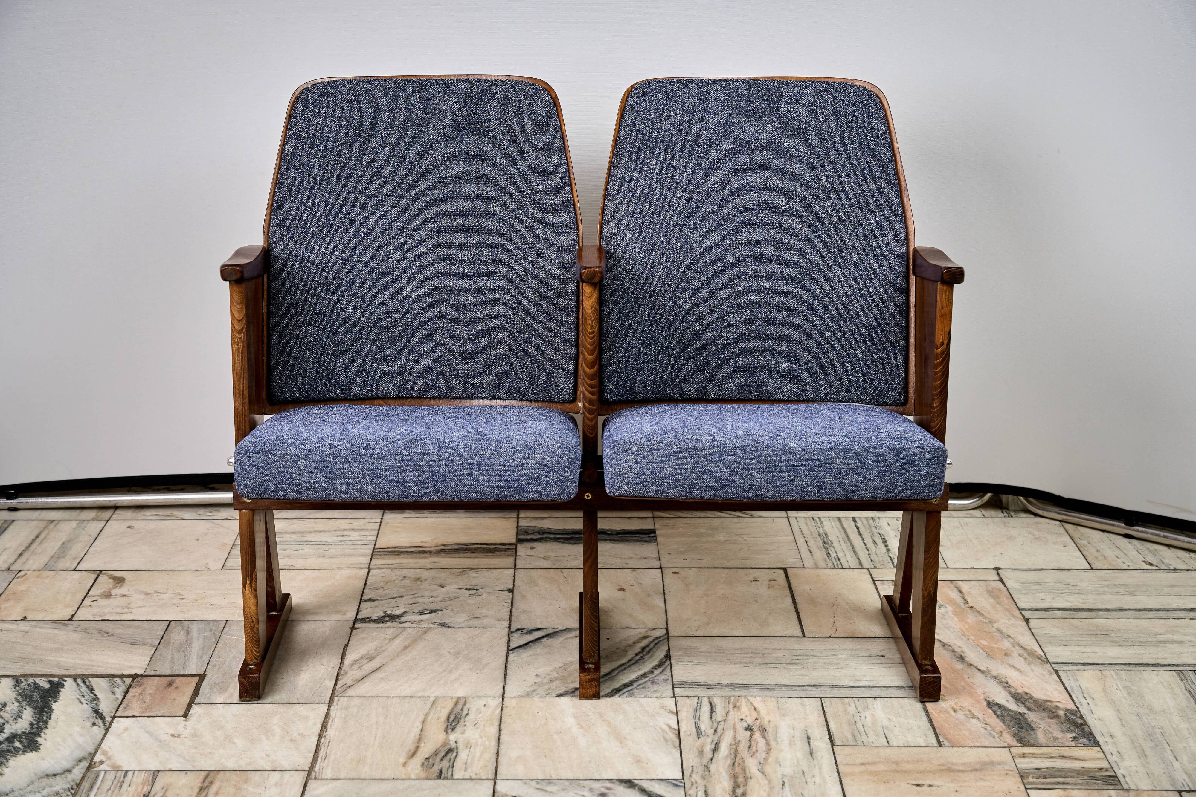 Vintage Blue Folding Cinema Chairs, 1970s Czechoslovakia