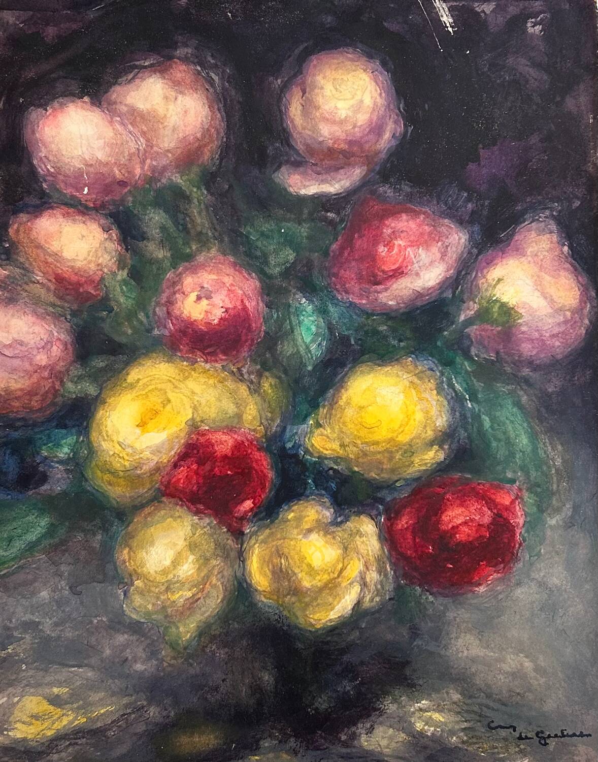 Old painting signed Renoncules
