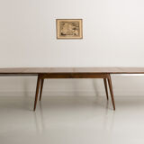 Custom-made solid walnut dining table with 4 extensions, for 6 to 16 people