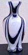 Murano glass vase, marbled navy blue, white and translucent.