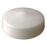 Round ceiling light in white opaline vintage 60s-70s