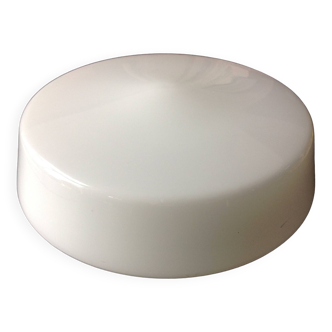 Round ceiling light in white opaline vintage 60s-70s