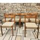 6 chaises Scandinave 1960' sangles tressées