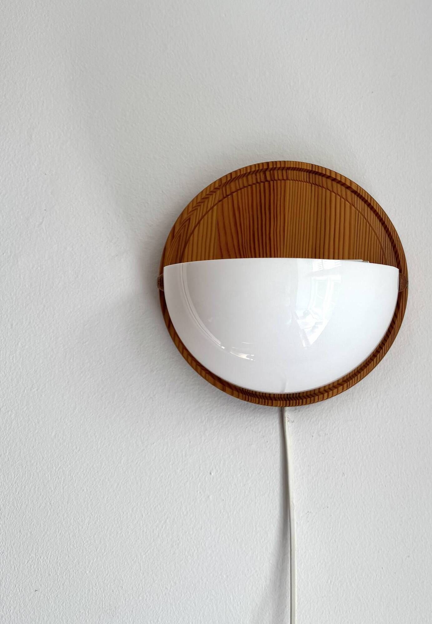 Wall lamps /wall sconce, pine wood / acryl marksljöd, sweden 1970s, pair