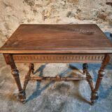 Vintage French writing table in walnut, 1930s.