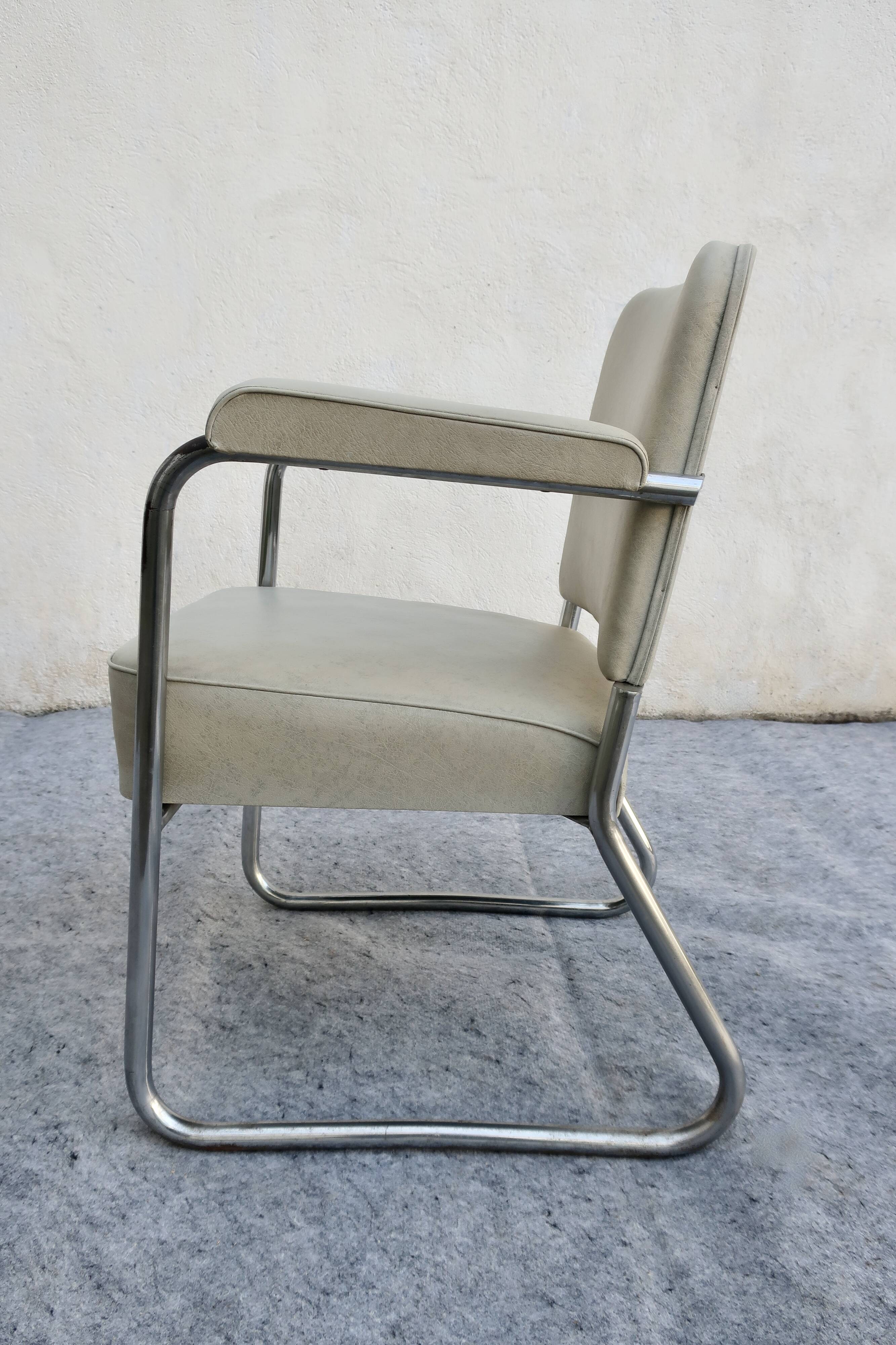 Bauhaus office armchair, vintage, "Ronéo" style, 1930s/1940s, TBE