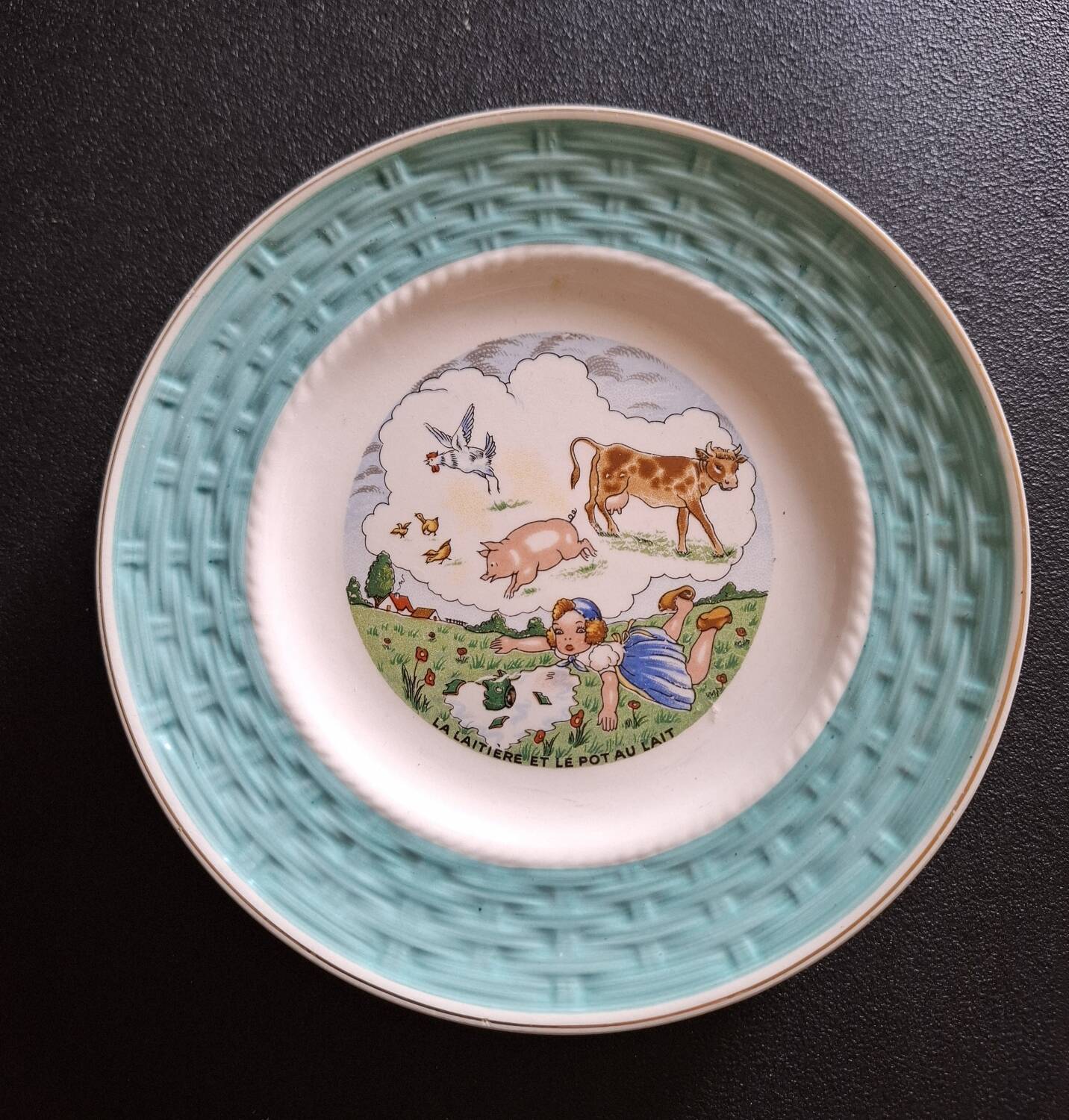 Vintage dessert service Les fables de la Fontaine