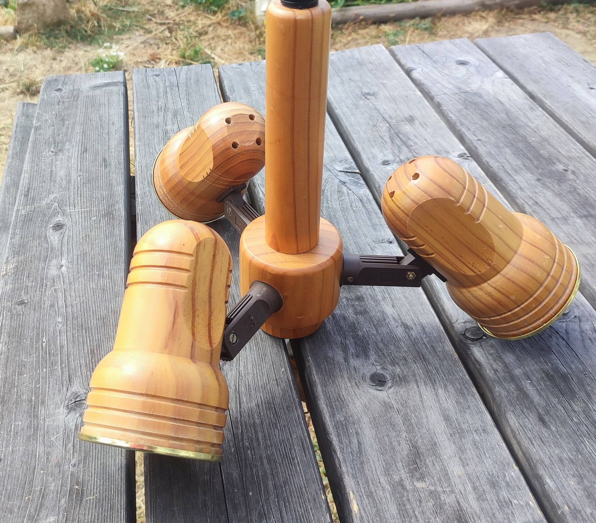 Vintage 1970/1980 Monte-et-Baisse Suspension – 3 Adjustable Wooden Spots