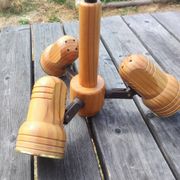 Vintage 1970/1980 Monte-et-Baisse Suspension – 3 Adjustable Wooden Spots