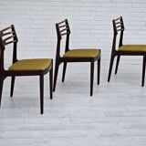 Années 1970, design danois par Johannes Andersen, ensemble de 3 chaises à manger modèle 101, état d'origine.