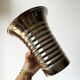 Vintage modernist striped polished aluminium vase