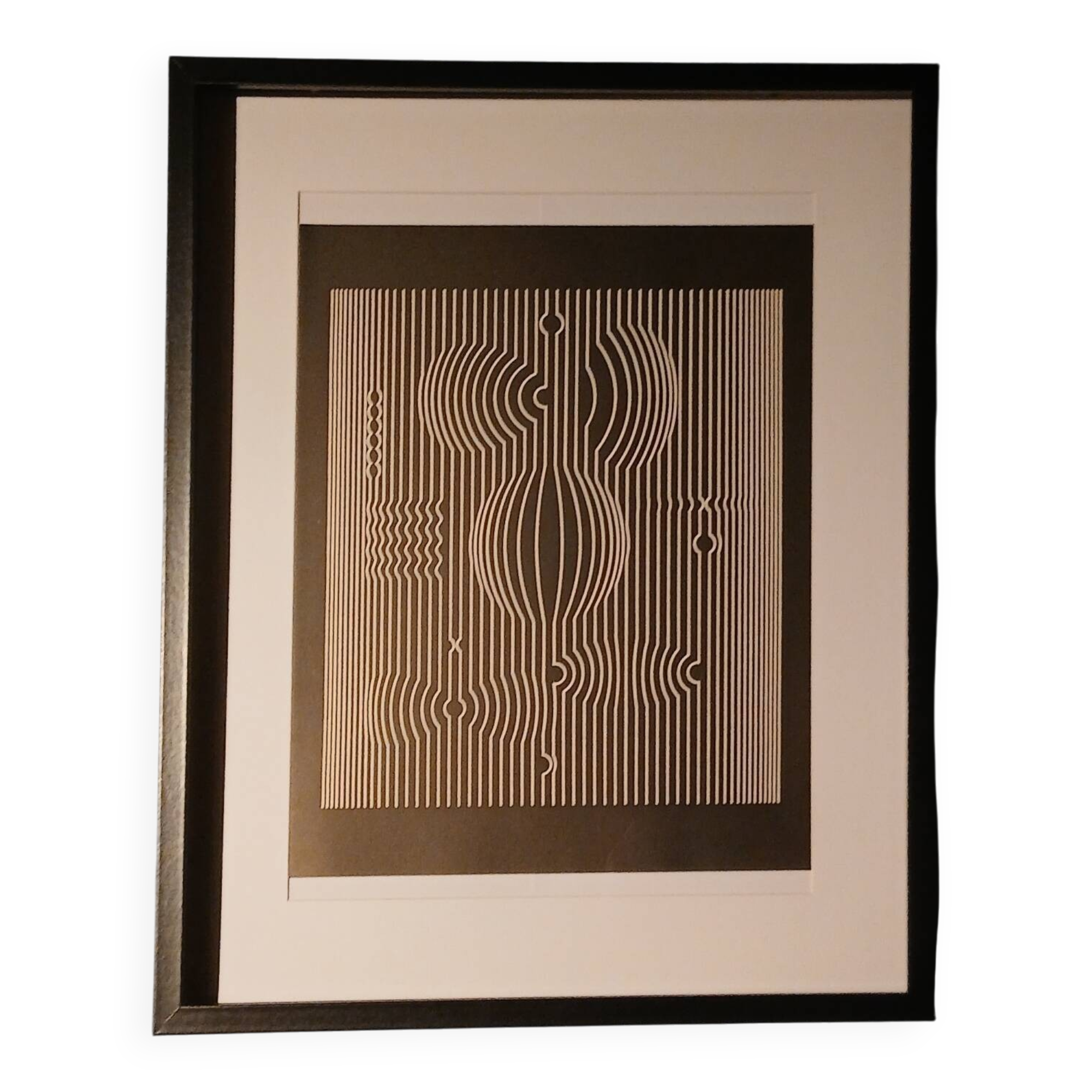 Optical Art Table - Victor Vasarely - Linear Structure - Frame 50x