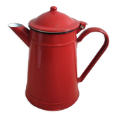 Vintage red coffee maker in enamelled sheet metal