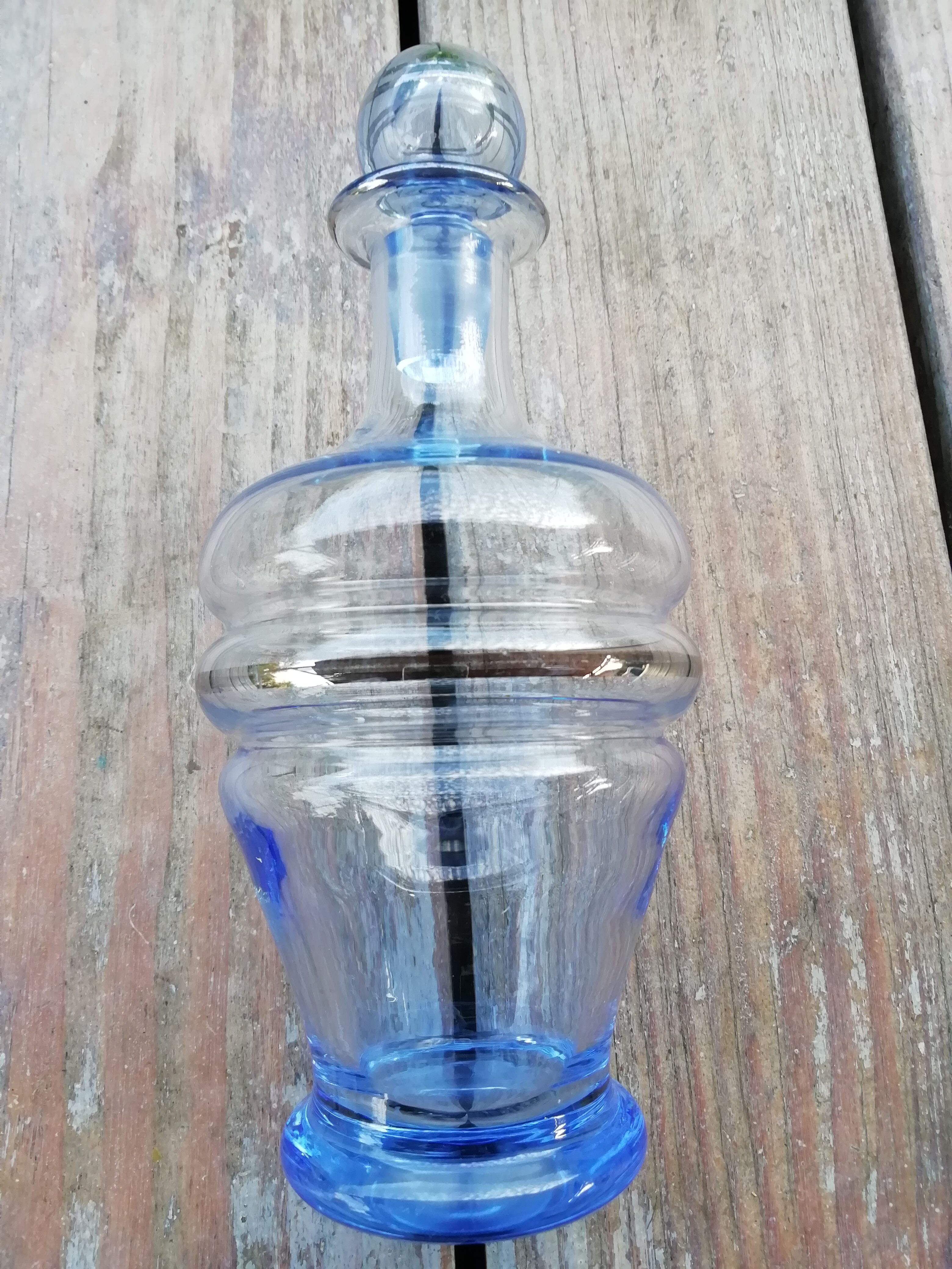 Blue glass liquor decanter