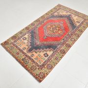 57s Antique Red & Navy Blue Vintage Persian Rug, 106x201Cm