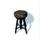 Old adjustable piano stool Napoleon III style with black & gold fabric