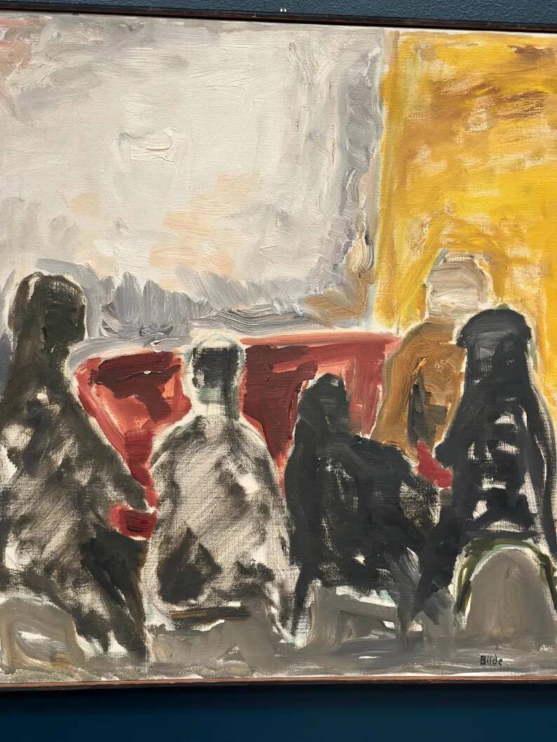 Original Danish Oil on Canvas“Figurative Composition” by Max Bilde