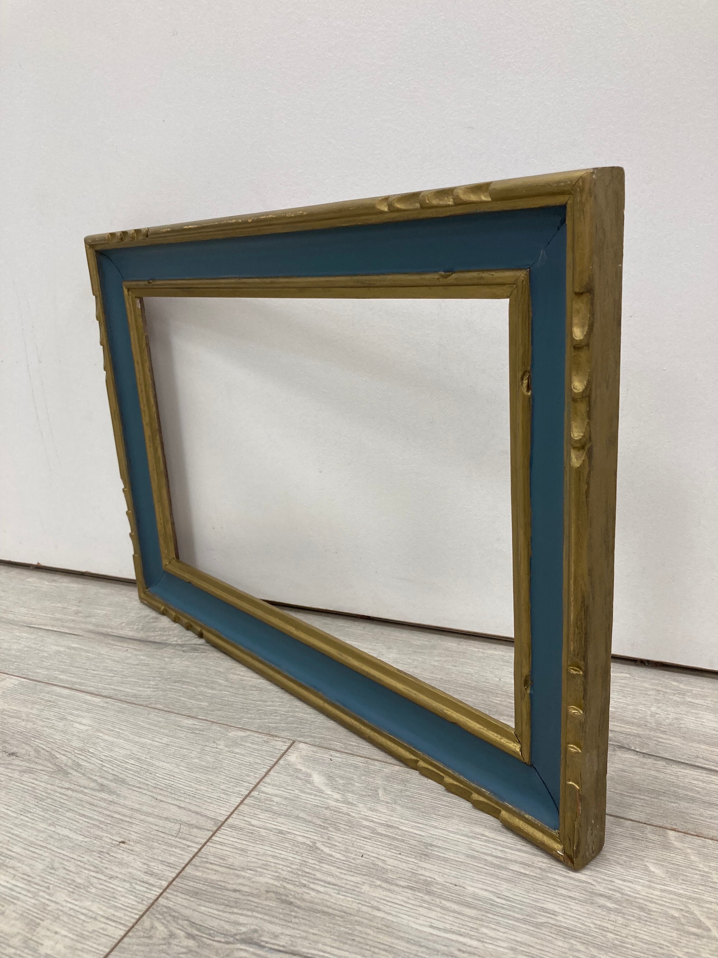 Cadre vintage bleu et or